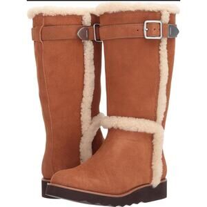 COACH Belmont Cold Weather Saddle Boots Tan Size 6.5 New No Box $245